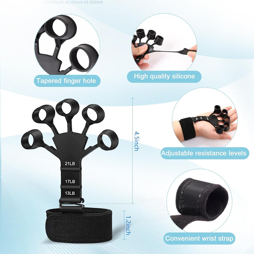 Skiennix Grip Strength Trainer Kit - 10 PCS Hand Grippers & Stress Relief Balls for Muscle Building & Recovery
