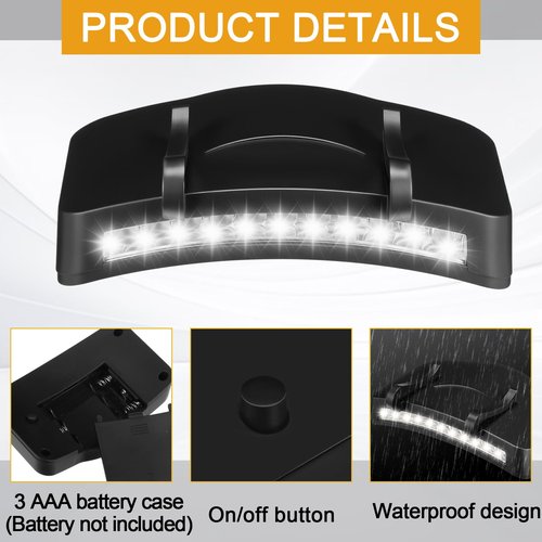 Mudder 4 Pcs Hat Light Clip 11 LED Light and Cob Cap Lights Clip on Hat Powered Headlamp Battery Cap Brim Lamp Black Waterproof Ultra Bright Headgear Flashlight for Hunting Camping Fishing Hiking