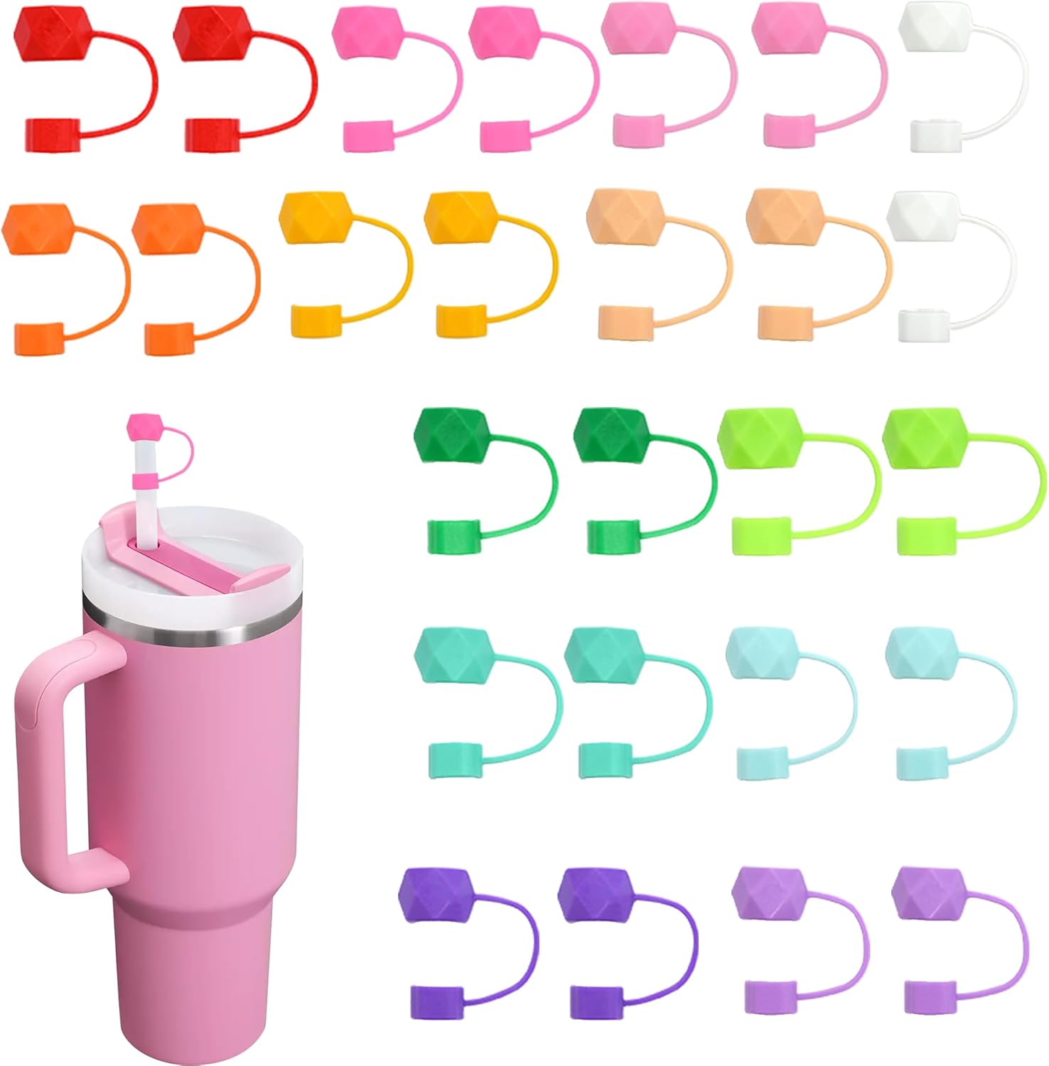 Stanley 26 PCS Straw Covers - 10 MM Toppers for 30 & 40 Oz Tumblers | Essential Cup Accessories
