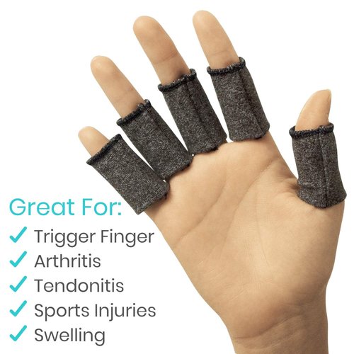 Vive Finger Sleeves (30 Pack) - Compression Cushion for Arthritis, Swelling, Joint Pain Relief - Thumb & Index Guard Wraps Basketball, Golf, Crochet, Writing, & More - Support Protectors for Sports