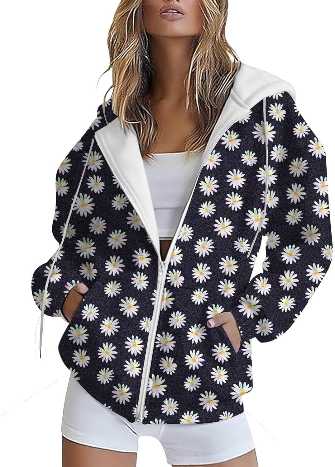 Skiennix Y2K Zip-Up Hoodie for Women - Casual Oversized Long Sleeve Jacket with Pocket | Fall & Spring Wear