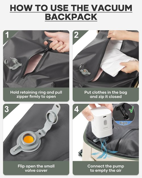 Coofay Vacuum Backpack - Travel-Friendly Design with Pump | Compression System for Easy Packing