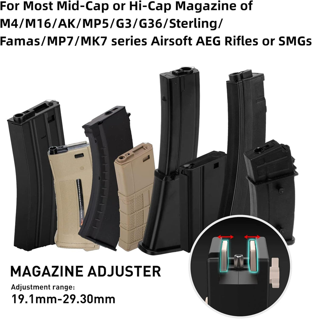 Universal Airsoft Speed Loader - 1600-Round Capacity for AEG/SMG Mags | Compatible with M4/M16/AK/MP5