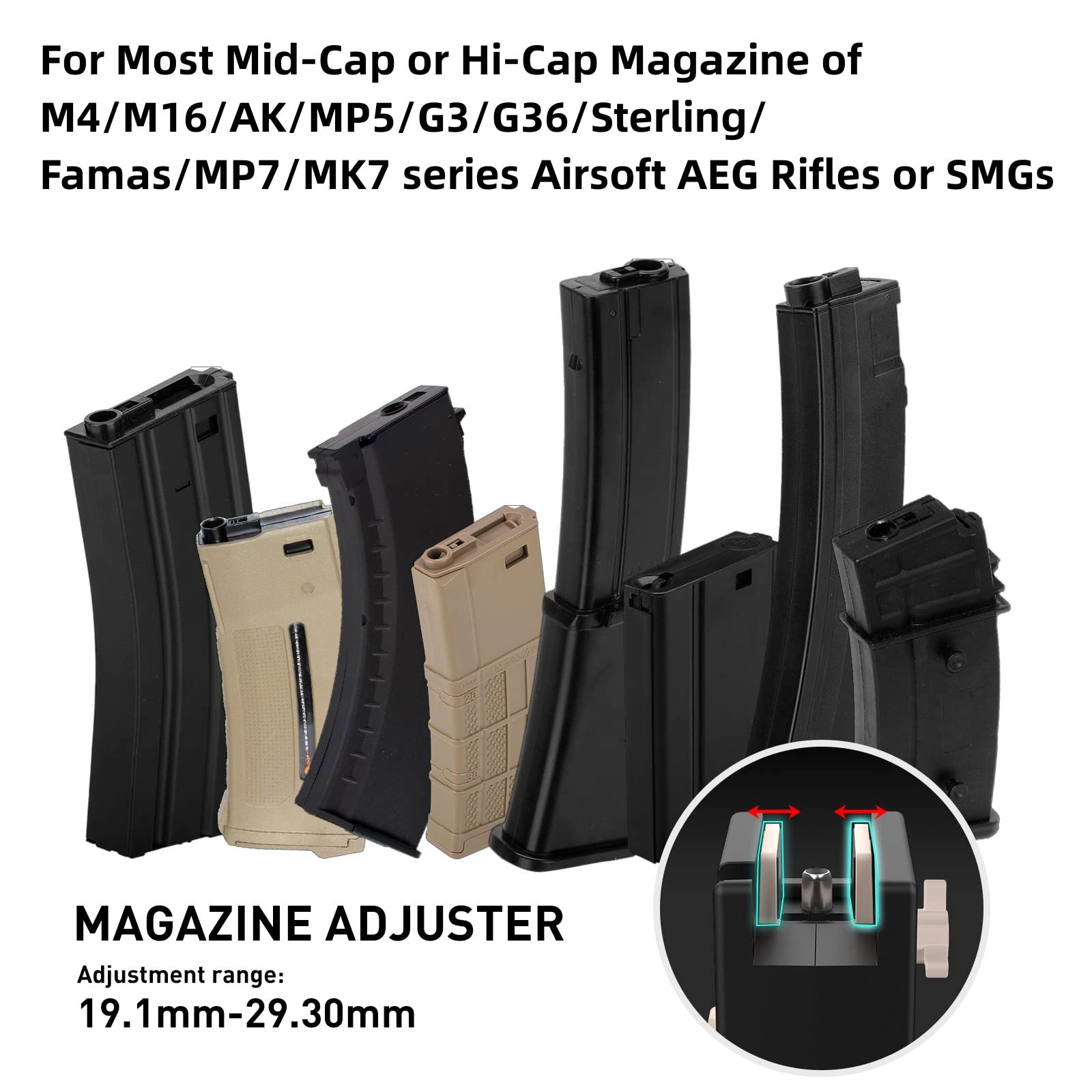 Ludex Universal 6mm Airsoft Speed Loader, Compatible for Most Mags of M4/M16/AK/MP5/G3/G36/Sterling/Famas/MP7/MK7 Series Airsoft AEG Rifles or SMGs,1600 Round Capacity Airsoft Magazines Speed Loader