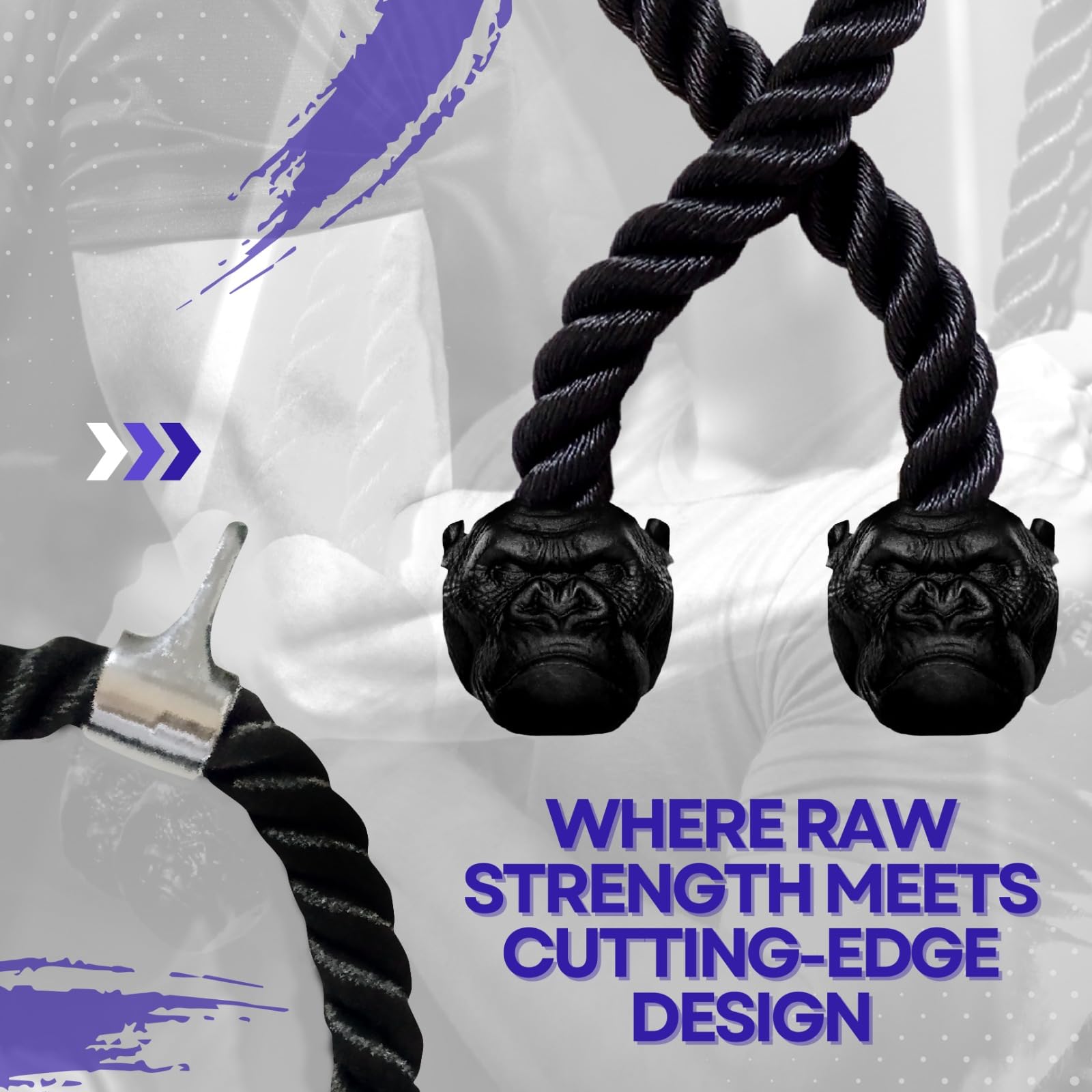 Trained Tricep Rope Pull Down Cable Gorilla Gripz, 27 Inch Rope Length, Easy to Grip & Non-Slip Cable Attachment for Gym Workout Exercise