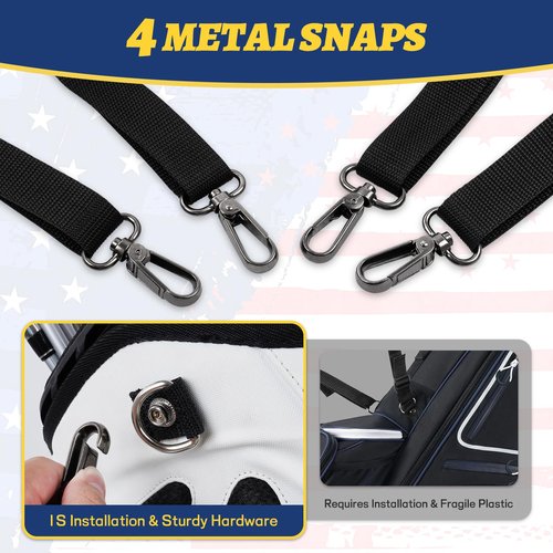 RVRAYS Golf Bag Straps Replacement Golf Adjustable Waterproof Golf Bag Backpack Straps Double Shoulder Golf Bag Carry Strap 4 Metal Swivel Hooks USA Flag