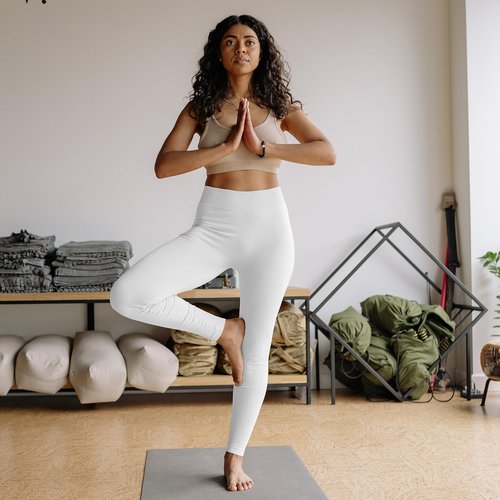 High Waisted Leggings for Women - No See Through Tummy Control Cycling Workout Yoga Pants with Pockets Reg & Plus A-White
