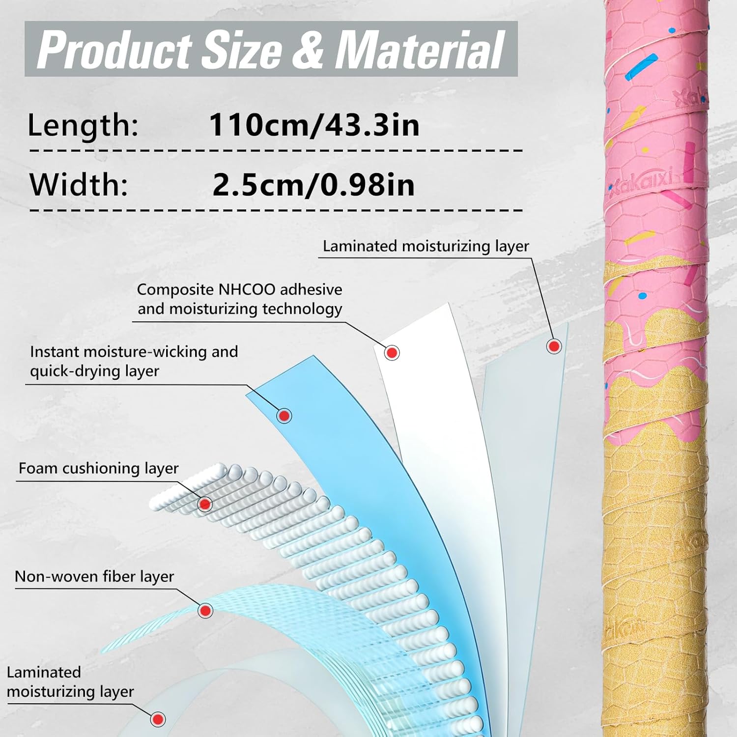 Skiennix Ice Cream Drip Baseball Bat Grip Tapes - Non-Slip, Sweat-Absorbent Wraps | 2/4 Pack, 0.5mm/1.1mm/1.75mm