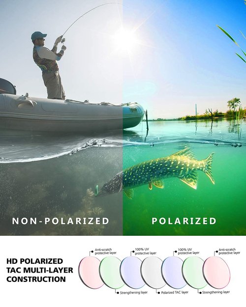 Living out your qool time Polarized Fishing Sunglasses for Men Women Green Lens UV400 Medium-Large Size for Water Sports Boating with Case Strap