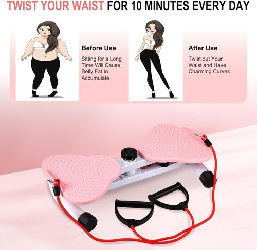MIUPWULA Waist Twister, Ab Machine with Resistance Bands,330 lbs Weight Capacity, Abs Workout for Slim Waist and Core Ab Exercise, Noiseless Home Gym Exercise Equipment for Women Men
