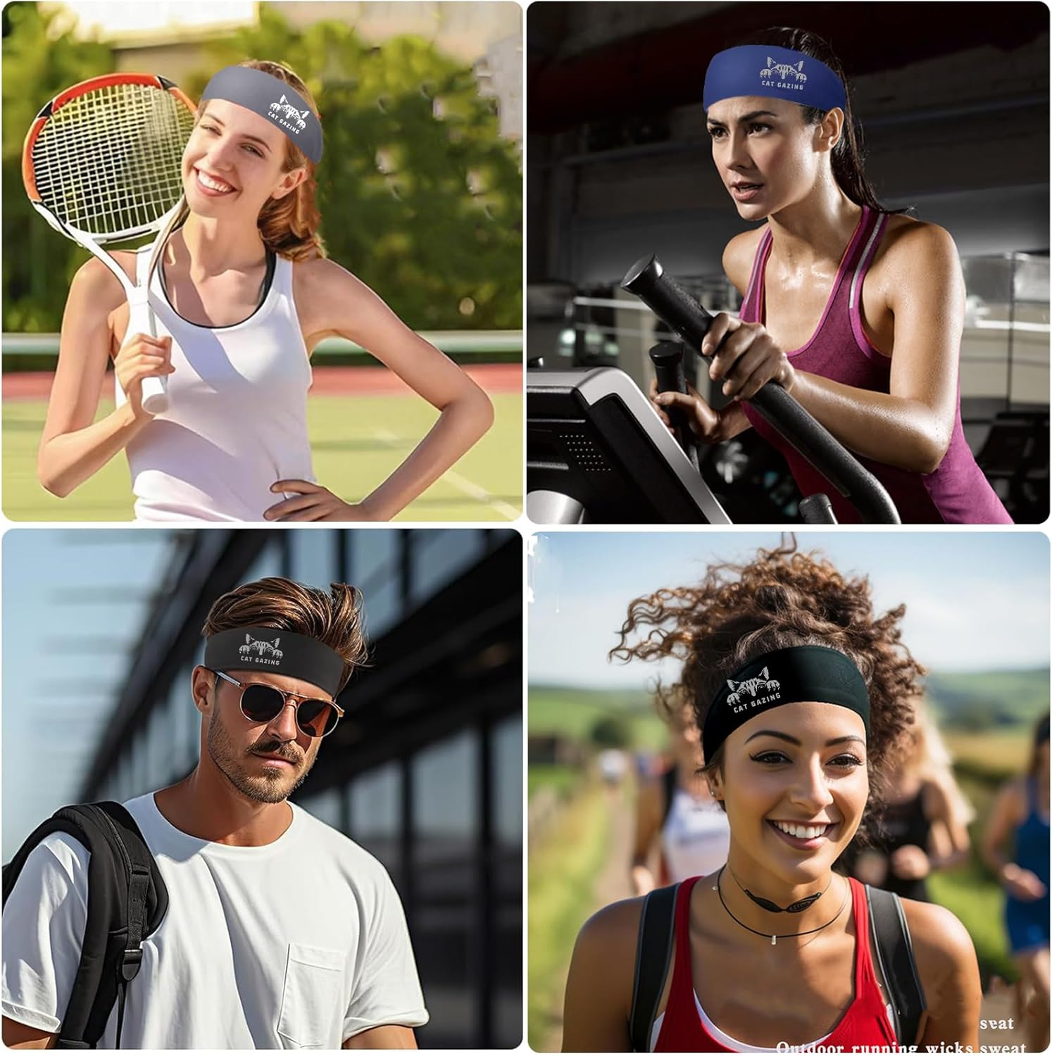 Skiennix 3-Piece Men's Sports Headbands - Sweat-Absorbent Workout Gear for Running | Black