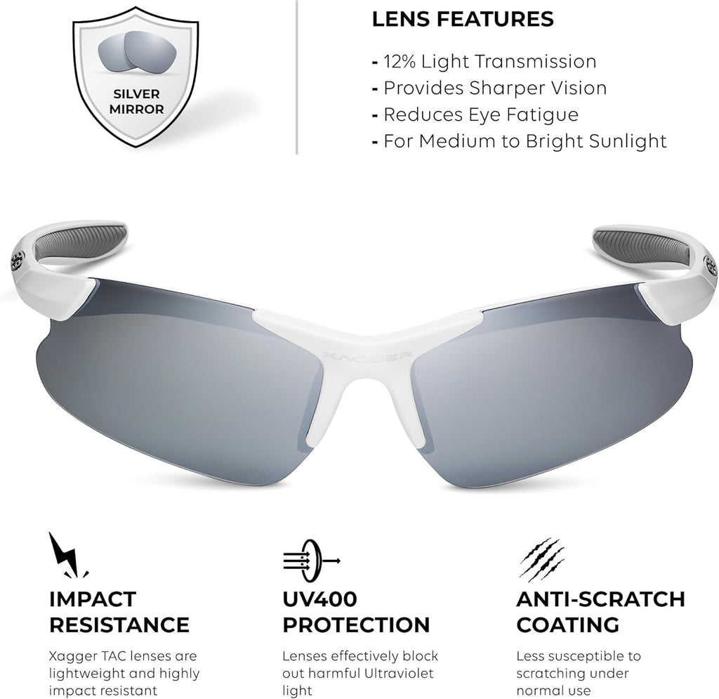 Xagger Kids Polarized Sports Sunglasses - Durable TR90 Frame for Boys & Girls | Ideal for Baseball & Softball