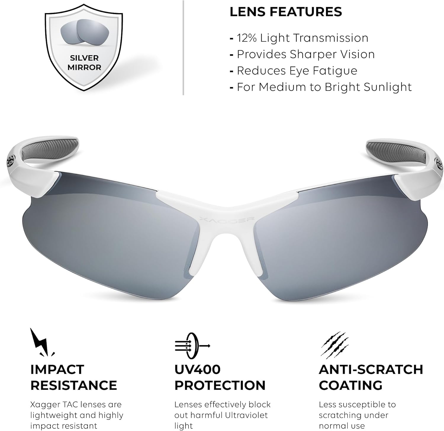 Xagger Kids Polarized Sports Sunglasses - Durable TR90 Frame for Boys & Girls | Ideal for Baseball & Softball