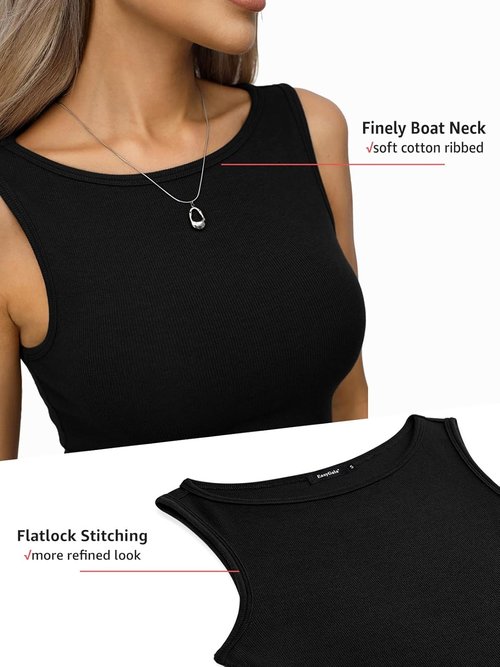 EasyGala Women’s Cotton Ribbed Tank Top - High Neck Sleeveless Design for Summer Style | Slim Fit