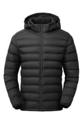 Gopune Men's Lightweight Puffer Jacket Detachable Hooded Water Resistant Puffy Winter Down Jackets for Snow Ski Travel,Black 3XL