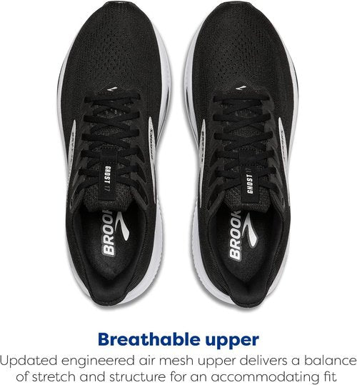 Brooks Men's Ghost 17 Running Shoes - Lightweight Comfort for Neutral Runners | Size 10, Black
