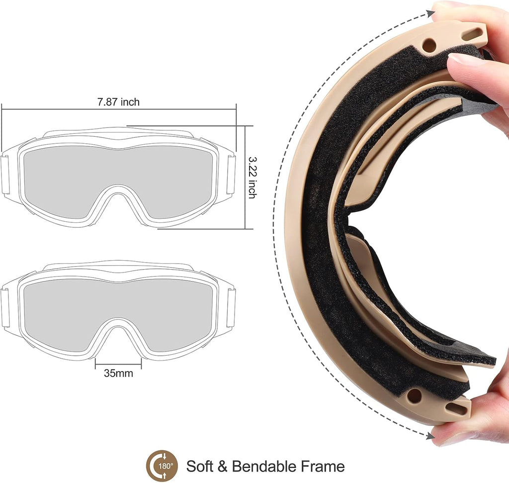 Xaegistac Tactical Airsoft Goggles - Anti-Fog Military Safety Glasses for Shooting & Hunting