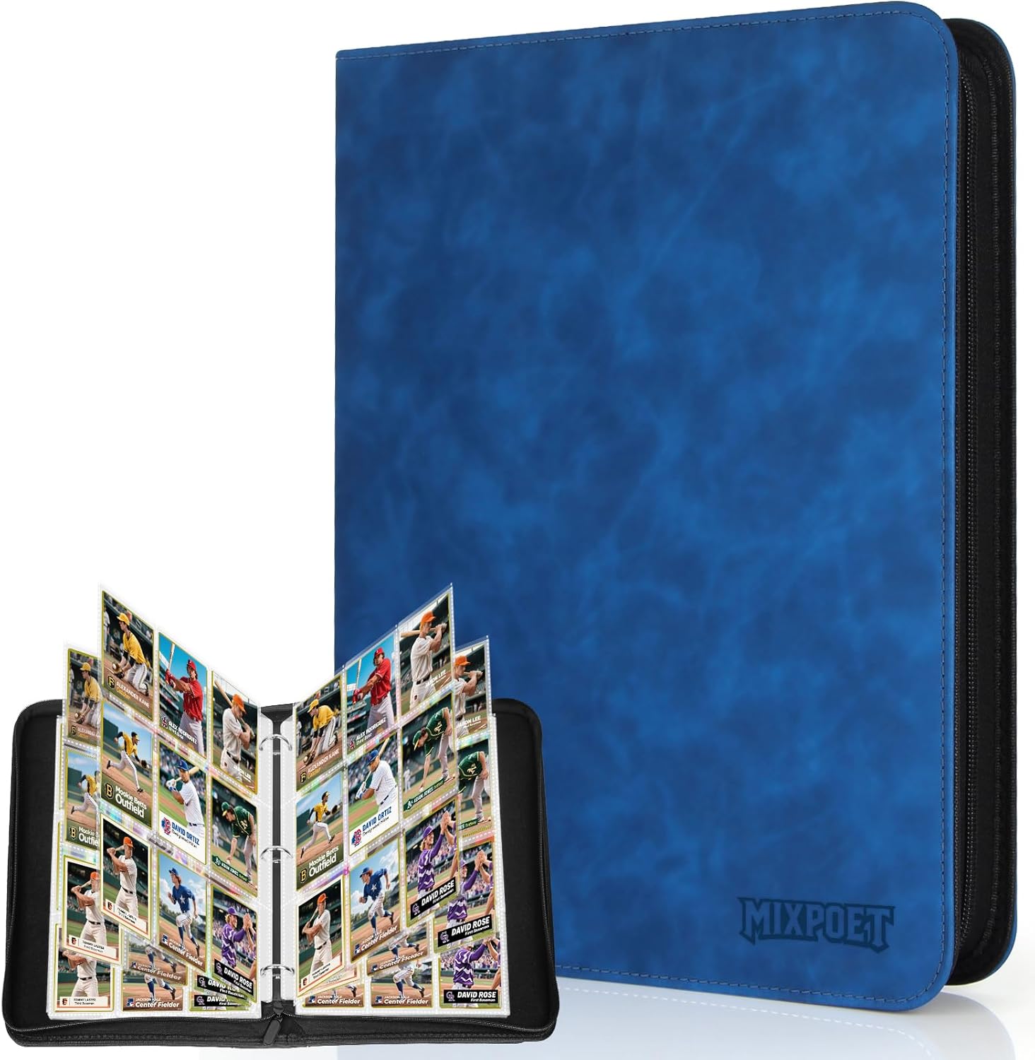 Skiennix Trading Card Binder - Premium 9 Pocket Collection Album for 900 Cards | Blue Double-Sided Holder