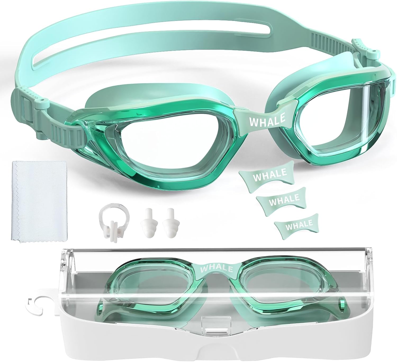 Whale Kids Swim Goggles - Anti-Fog & UV Protection | Adjustable Youth Goggles for Ages 6-14