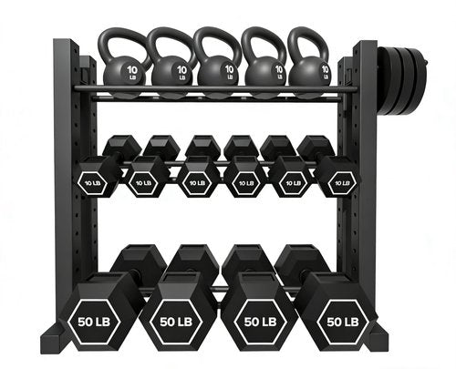 3-Tier Dumbbell Rack Stand Only, Weight Rack for Home Gym Dumbbells, Adjustable Height, Compact Design, 1000LB Capacity Dumbbell Storage for Home Use