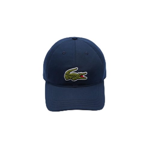 Lacoste Unisex Front Medium Croc Cotton Twill Cap, One Size, Navy