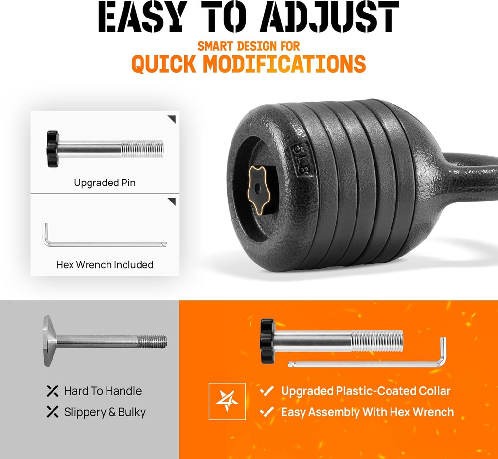 Yes4All Adjustable Kettlebell Set - 20-40 LB Solid Cast Iron for Home Gym Strength Training | Black