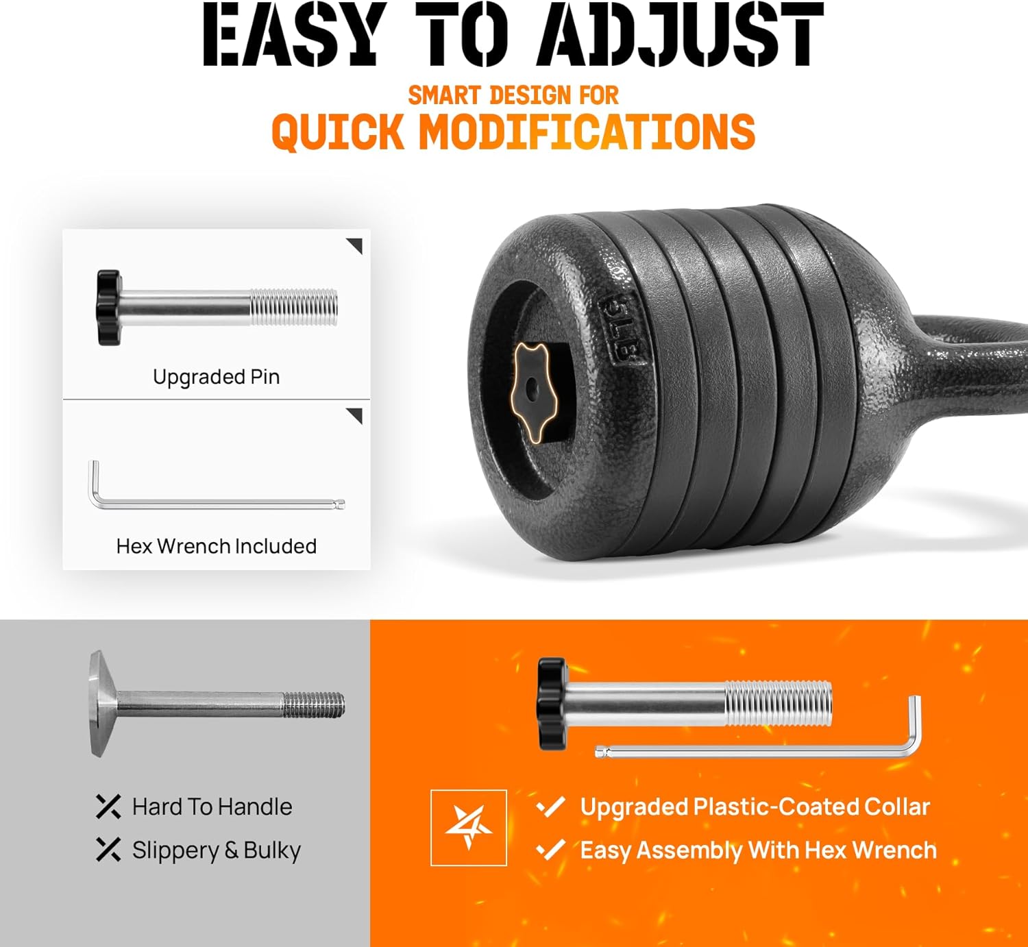 Yes4All Adjustable Kettlebell Set - 20-40 LB Solid Cast Iron for Home Gym Strength Training | Black
