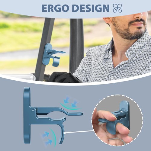 Magnetic Holder One-Handed for Golf Cart, Universal Clip Mount with Stick-On Metal Pads Fit 70 Rings, Glossy Zinc Alloy Accessory or Golf Carts, Boat & Golf Clubs, Father's Day Gift, Blue