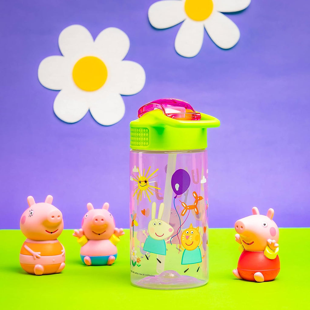 Zak Designs Peppa Pig Kids Water Bottle - 16oz Durable Plastic with Straw & Leak-Proof Design