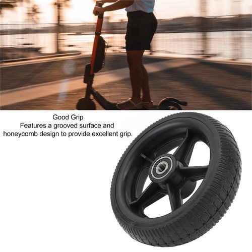 6.5in Electric Scooter Rear Wheel, Anti Slip Shock Absorbent Rubber Grip, Rear Wheel Assembly for Commuters, Urban Riders, Replacement in Rainy Conditions