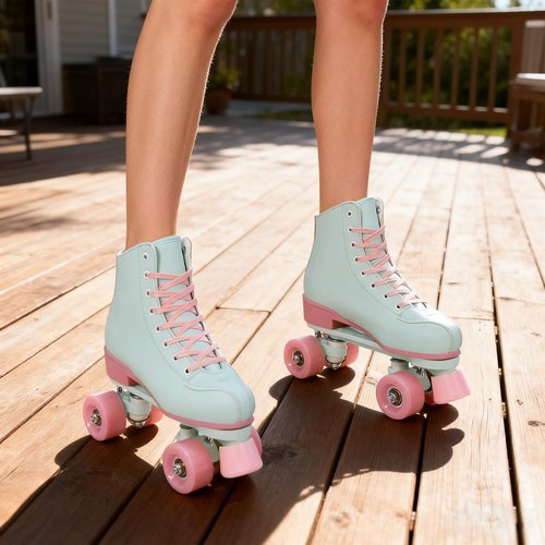 jessie Roller Skates Women, Adult Breathable PU Leather Flash Wheels Roller Skates for Beginners Professionals Indoor&Outdoor(US Size: 10)