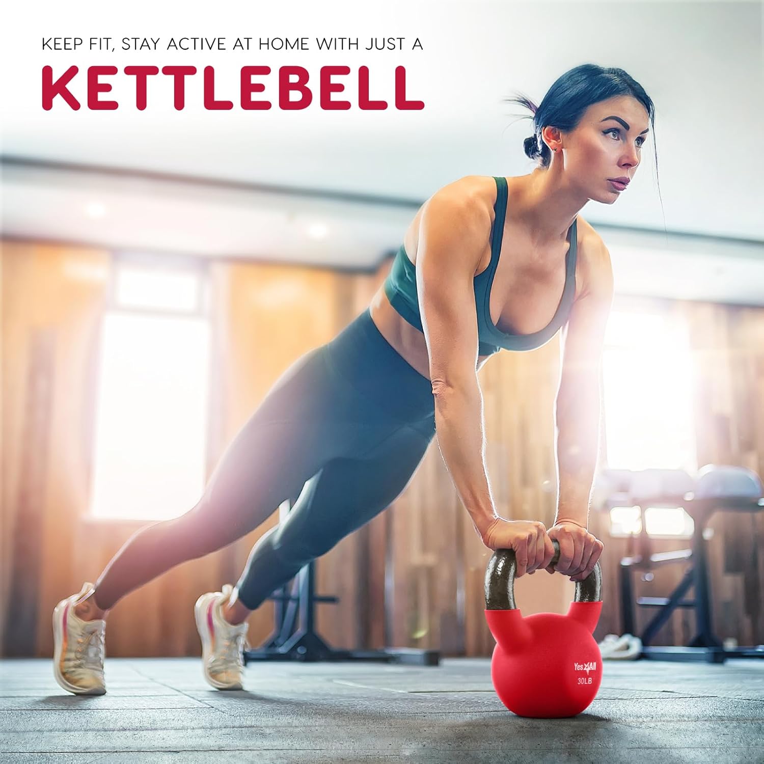 Yes4All Kettlebell - Neoprene Coated Cast Iron for Home Gym | 5-65 LB with Wide Grip Handle & Flat Bottom