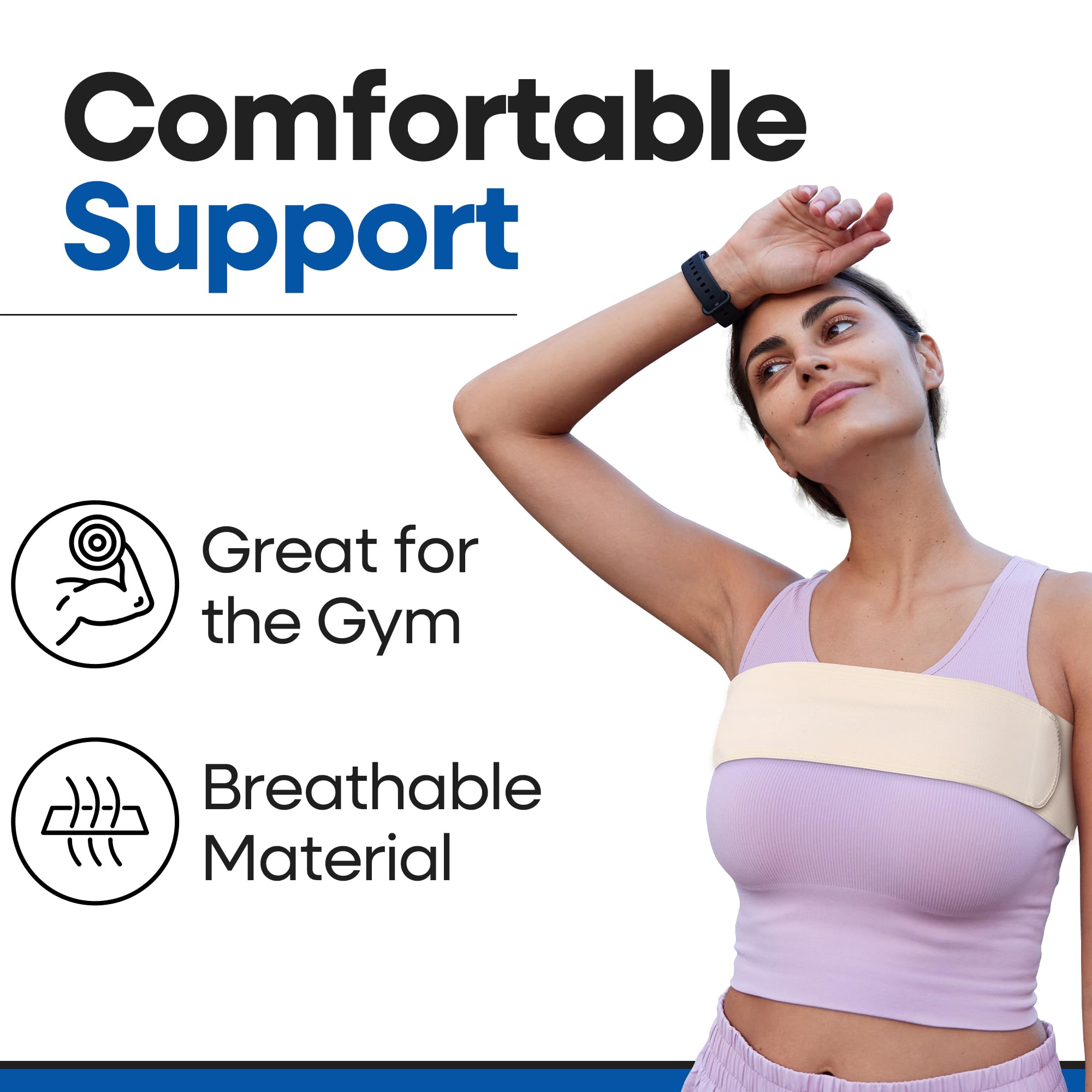 Post Op Breast Augmentation Band | Breast Implant Chest Brace For Women | Compression Wrap Post Surgery Bra Belt | No Bounce Stabilizer Strap | Sport Bra Alternative For Running Working Out One Size
