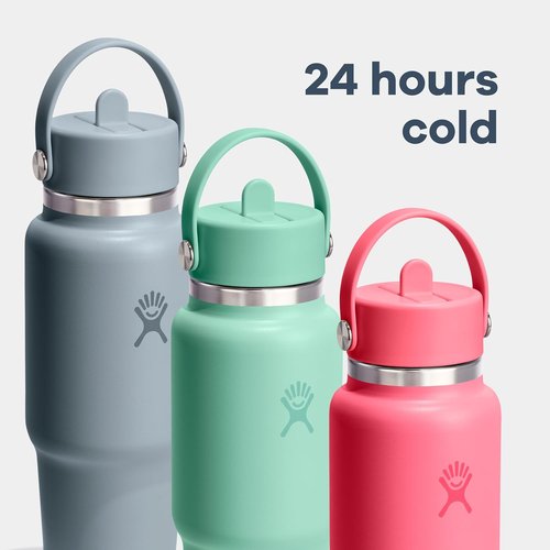 Hydro Flask Travel Water Bottle - Insulated Stainless Steel with Wide Straw Lid - 40 Oz Shale Gray
