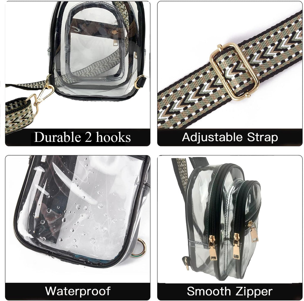 Skiennix Clear Stadium Bag - 3 Pocket Crossbody Sling Backpack | Transparent Concert Fanny Pack