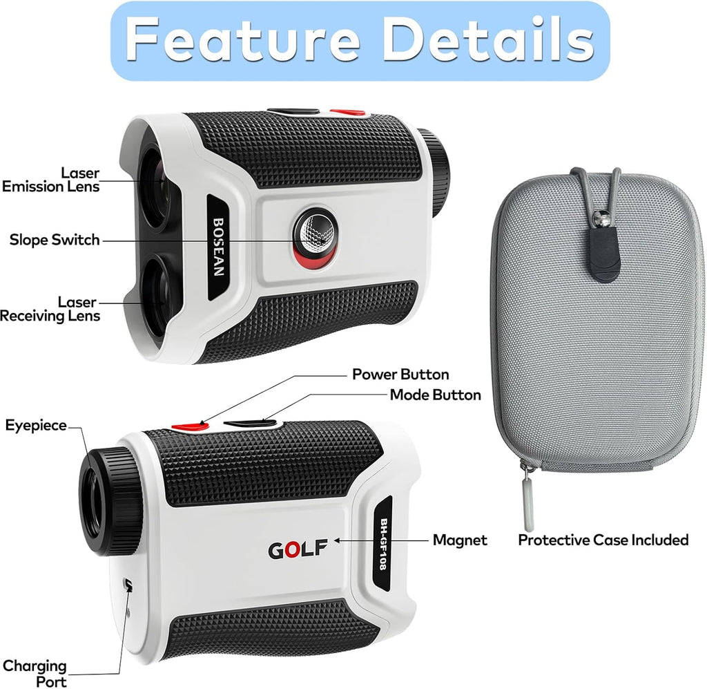 Skiennix Golf Range Finder - 7X Magnification, Lightweight & Portable with Slope & Flag Lock Vibration