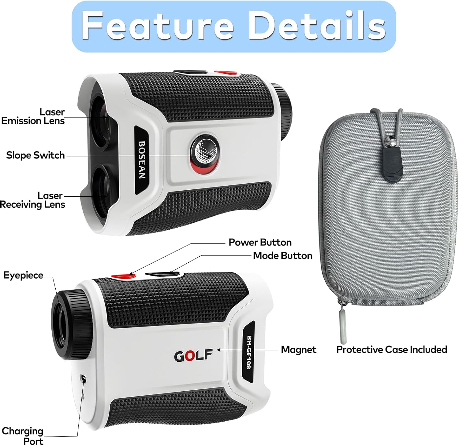 Skiennix Golf Range Finder - 7X Magnification, Lightweight & Portable with Slope & Flag Lock Vibration