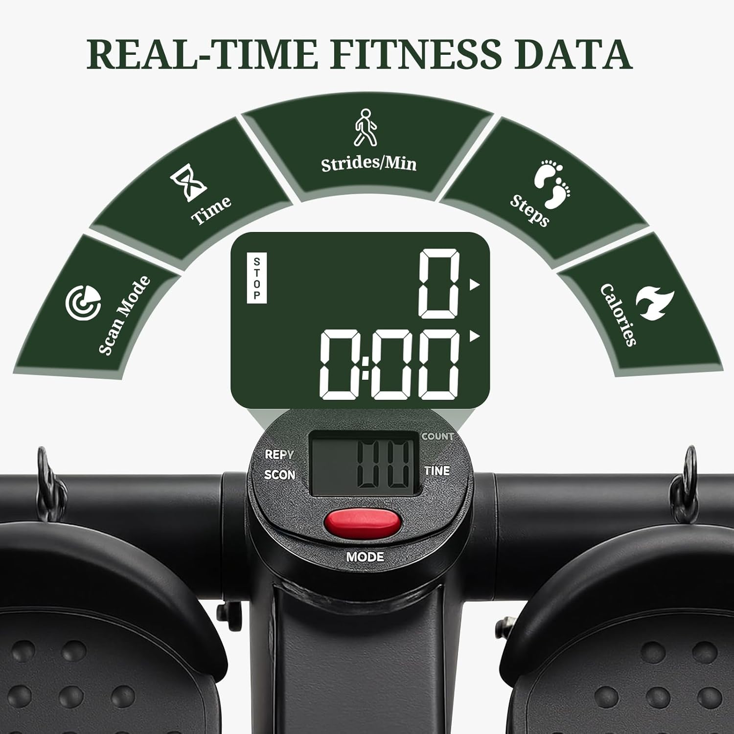 Skiennix Mini Stair Stepper - Portable Exercise Machine with Resistance Bands & LCD Monitor | Black