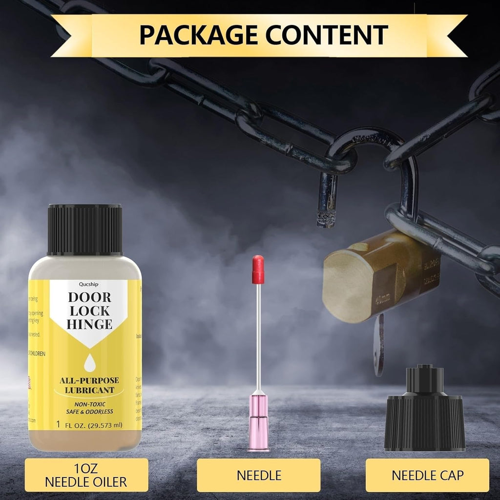 Qucship Door Hinge Lubricant - 1 oz Needle Oiler for Squeaky Hinges, Locks & Tools