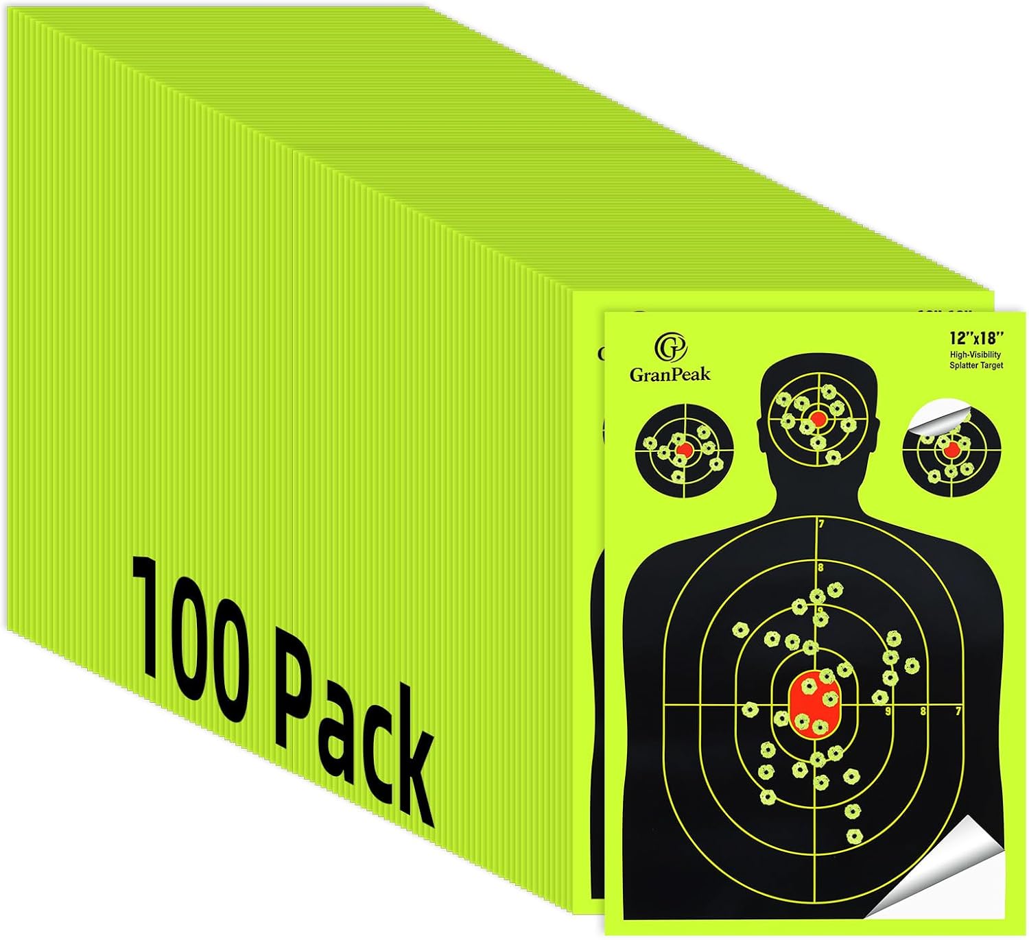 Silhouette Splatter Targets - Adhesive Shooting Targets | Bright Fluorescent Yellow - 12 x 18 Inch