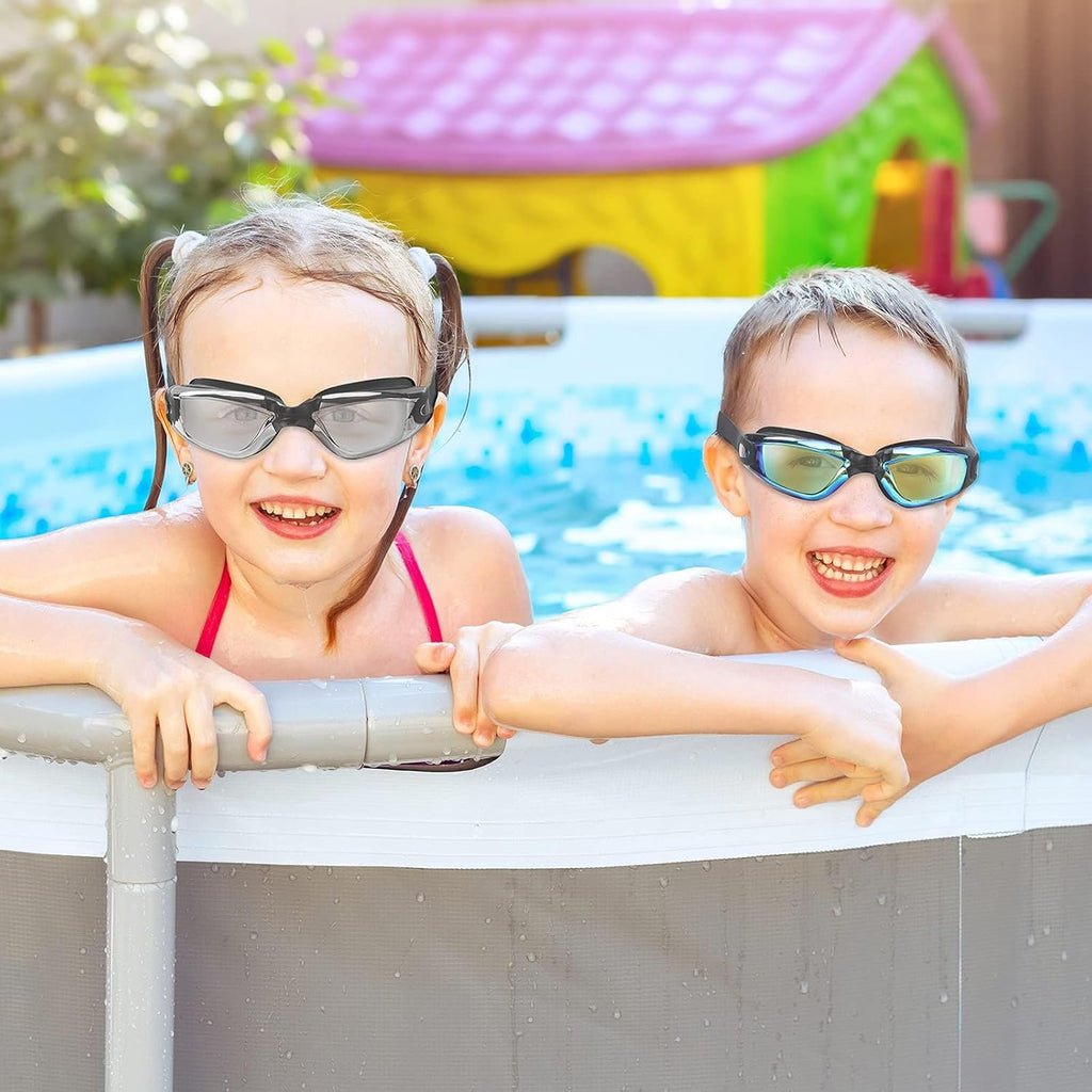 Skiennix Kids Swim Goggles - Anti-Fog, Leak Proof & UV Protection | 2 Pack for Ages 3-14