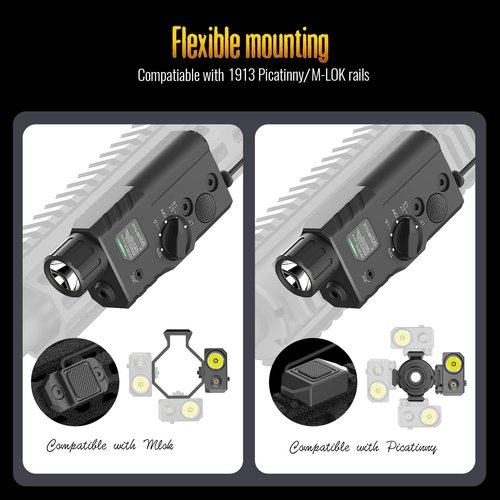 DEFENTAC 2000 Lumens Green Laser Light Combo - Rechargeable Tactical Flashlight with Strobe & Remote Switch for Rifles
