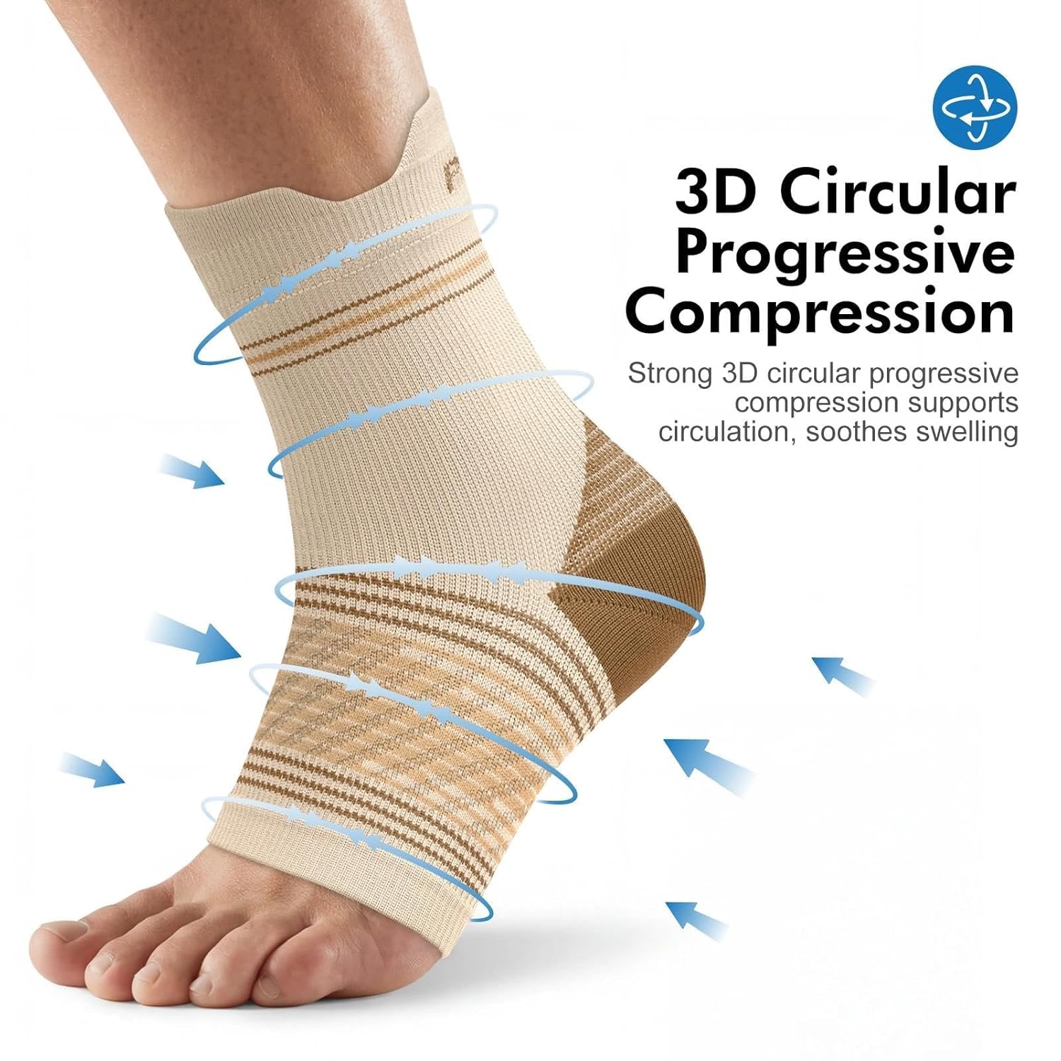Skiennix Plantar Fasciitis Socks - Compression Ankle Brace with Arch Support for Pain Relief | Nude, X-Large