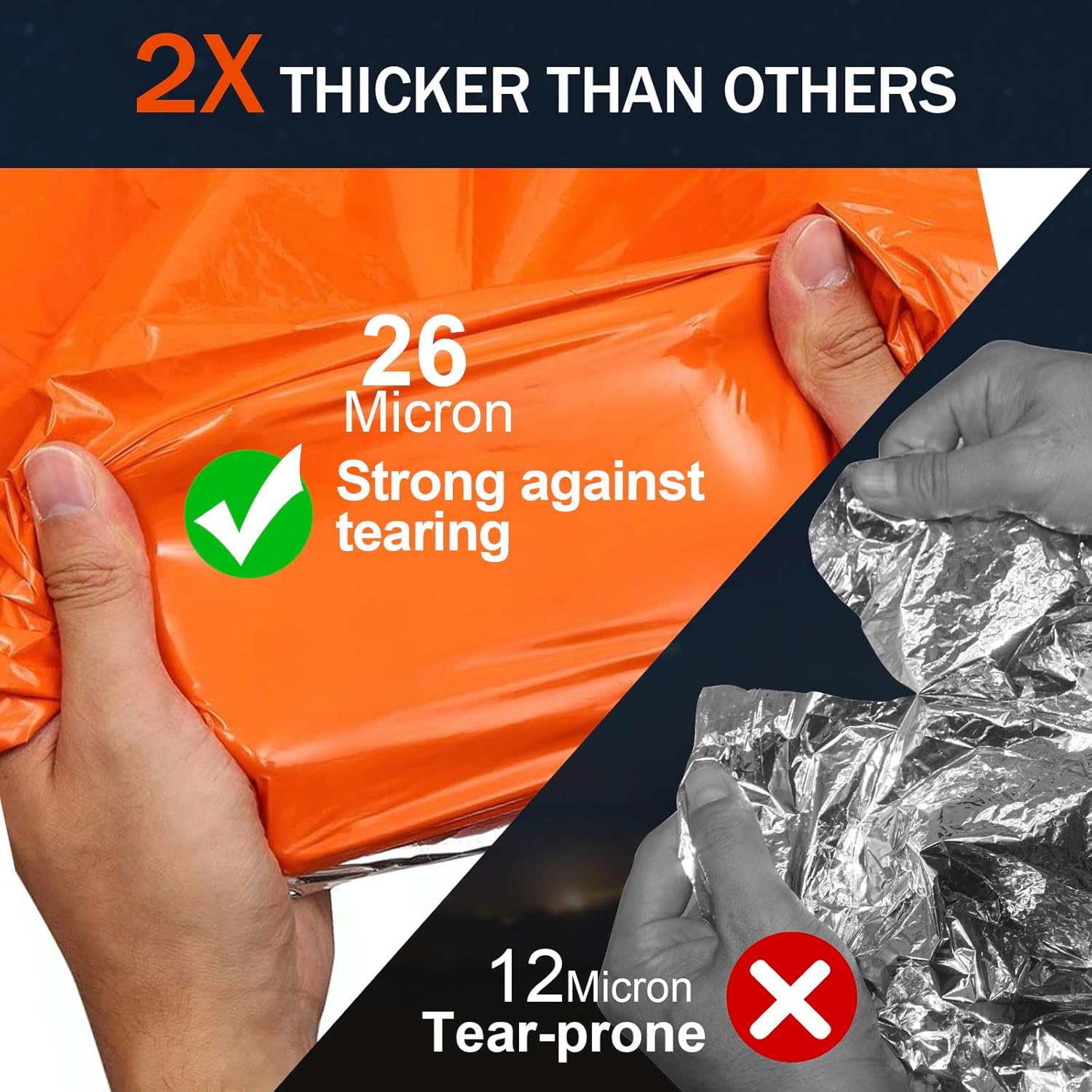 Survival Emergency Blankets - Thick Mylar Space Blankets for Camping & Hiking | 2-Pack/4-Pack