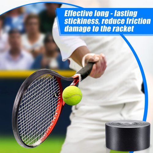 Deekin 2 Pieces Racket Protection Tape Racquet Head Guard for Tennis Practice Racquetball, 16.4' Roll(Black)