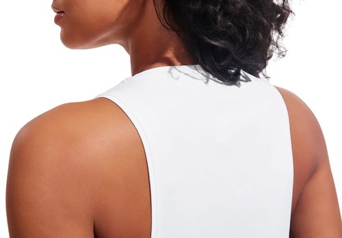 JOYSPELS Workout Tank Tops for Women, Quick Dry Ice Silk Athletic Running Shirts, Loose Fit Sleeveless Gym Tops White
