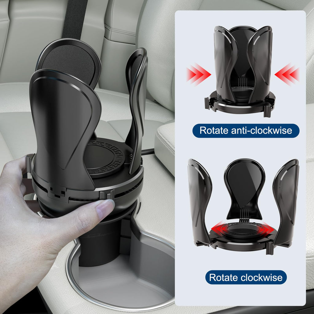 Car Cup Holder Expander, Cup Holder Extender Adapter with Expandable Arm and Adjustable Base, Compatible with Yeti Ramblers, Hydro Flasks, Stanley, Owala Most Coffee Mugs Bottles & Cups (CUP-2pack)