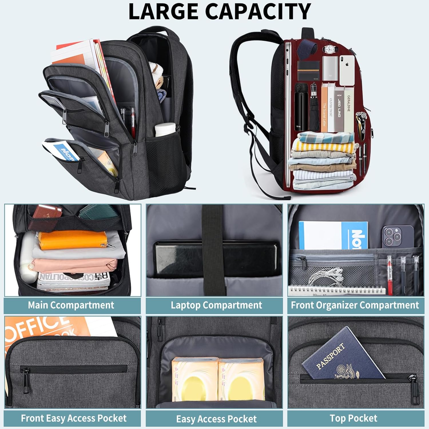 Skiennix 15.6-Inch Laptop Backpack - Durable School & Travel Bag for Men, Women, and Teens - Black