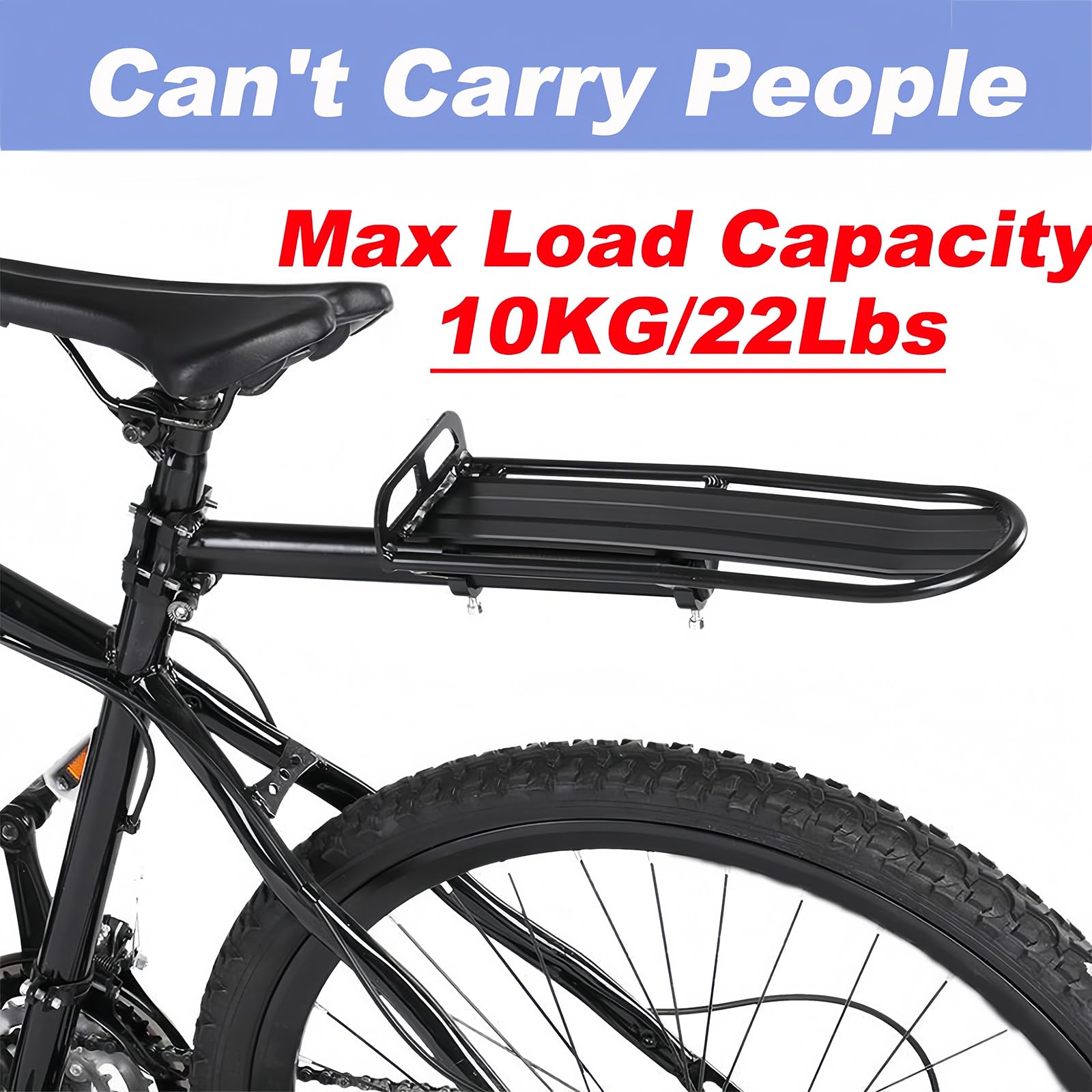Rear Bike Rack, Aluminum Alloy Bicycle Luggage Cargo Rack, Retractable Bicycle Pannier Bag Holder, Universal Bike Carrier, MTB Rear Racks Max Load 10KG/22Lbs (Screw Installation)