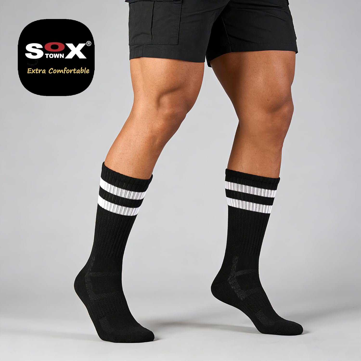 SOX TOWN Unisex Cushioned Crew Athletic Socks - Moisture-Wicking, Breathable Comfort for Men & Women